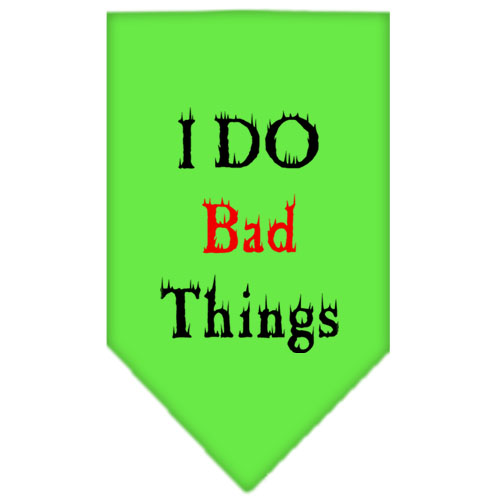 I Do Bad Things Screen Print Bandana Lime Green Large